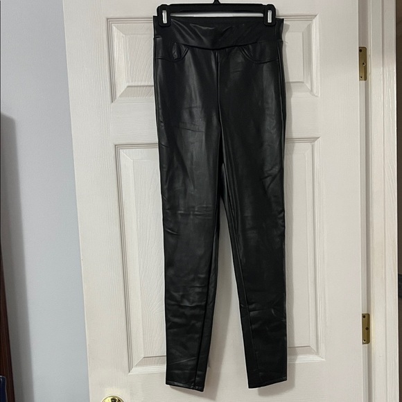 iris Pants - Black Faux Leather insulated Leggings